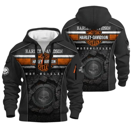 Harley-Davidson Motorcycle Hoodie Half Zip Quilted Waffle Gift Fan Love QTVA2712HLC01-HDFQW