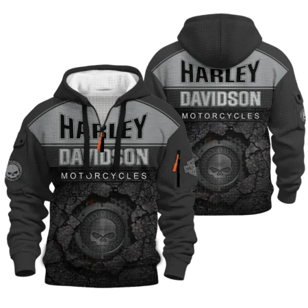 Harley-Davidson Motorcycle Hoodie Half Zip Quilted Waffle Gift Fan Love QTVA2712HLC02-HDFQW