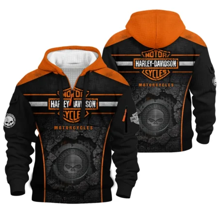 Harley-Davidson Motorcycle Hoodie Half Zip Quilted Waffle Gift Fan Love QTVA2712HLC03-HDFQW