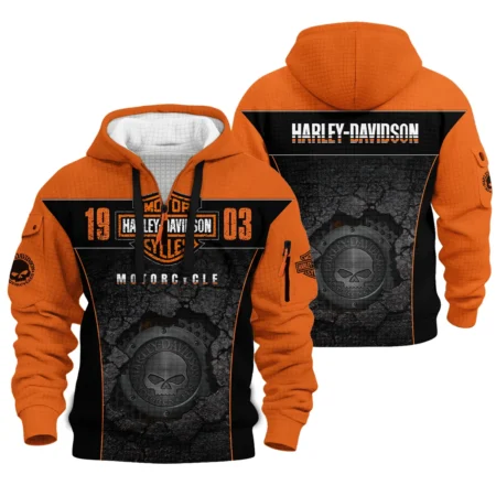 Harley-Davidson Motorcycle Hoodie Half Zip Quilted Waffle Gift Fan Love QTVA2712HLC05-HDFQW