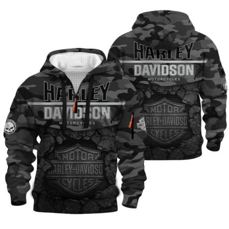 Harley-Davidson Motorcycle Hoodie Half Zip Quilted Waffle Gift Fan Love QTVA2712HLC06-HDFQW