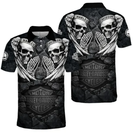 Harley-Davidson Motorcycle Dark Skull Angel Wings Polo Shirt Gift Fan Love QTVA2712HLC07-PL