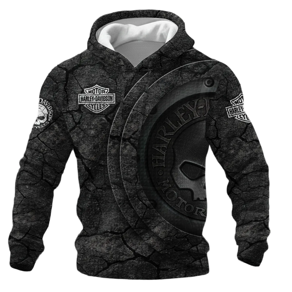 Harley-Davidson Motorcycle Stone & Steel Hoodie Quilted Waffle Gift Fan Love QTVA2712HLC09-HQW - Image 2