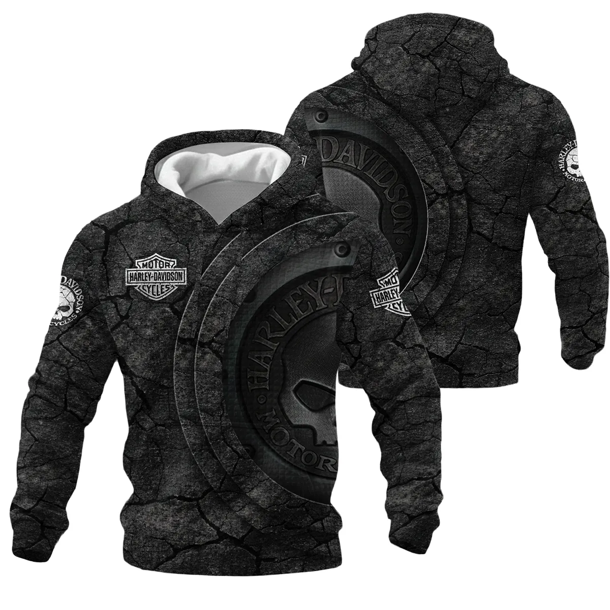 Harley-Davidson Motorcycle Stone & Steel Hoodie Quilted Waffle Gift Fan Love QTVA2712HLC09-HQW