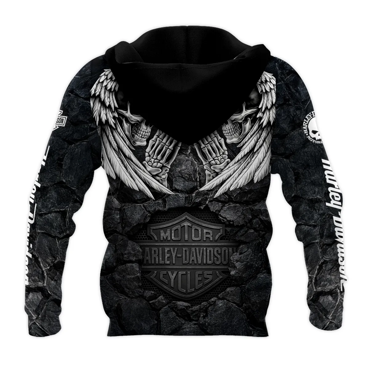 Harley-Davidson Motorcycle Dark Skull Angel Wings Zipper Hoodie Gift Fan Love QTVA2712HLC07-ZHD - Image 3