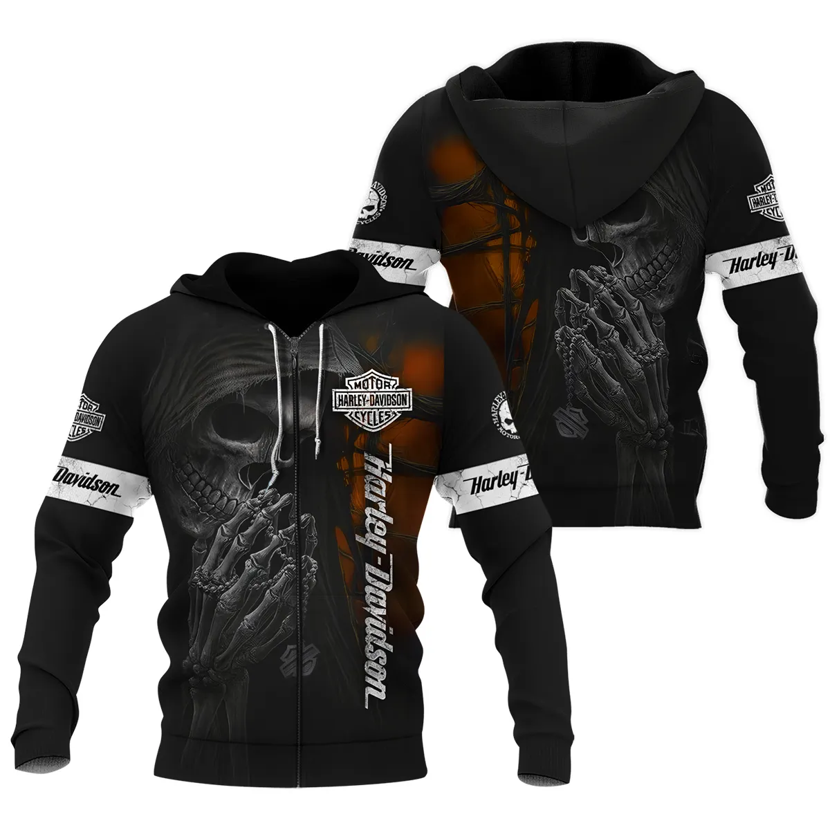 Harley-Davidson Motorcycle Skull Devotion Wings Zipper Hoodie Gift Fan Love QTVA2712HLC10-ZHD