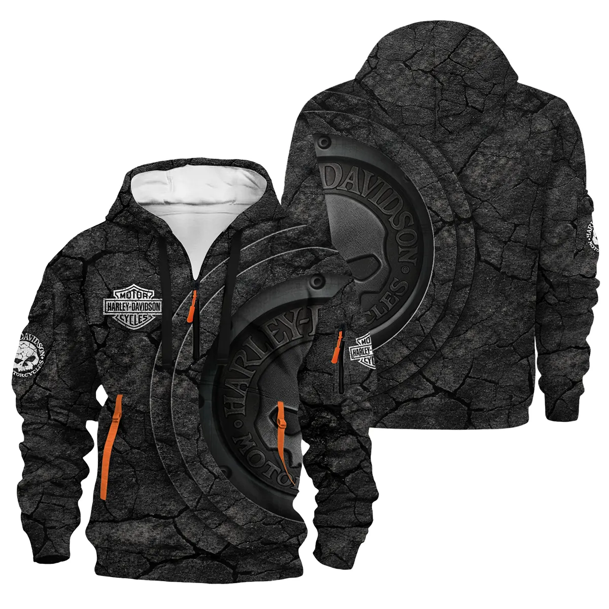 Harley-Davidson Motorcycle Stone & Steel Hoodie Half Zipper Gift Fan Love QTVA2712HLC09-HDF
