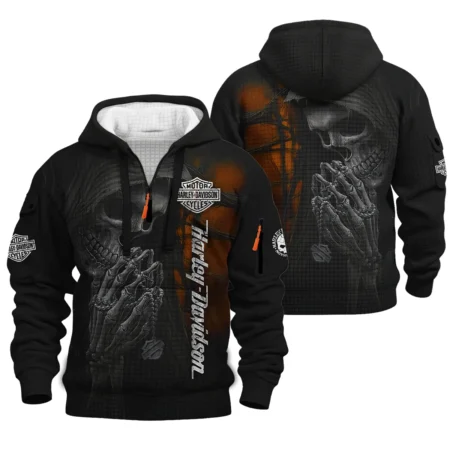 Harley-Davidson Motorcycle Skull Devotion Wings Hoodie Half Zip Quilted Waffle Gift Fan Love QTVA2712HLC10-HDFQW