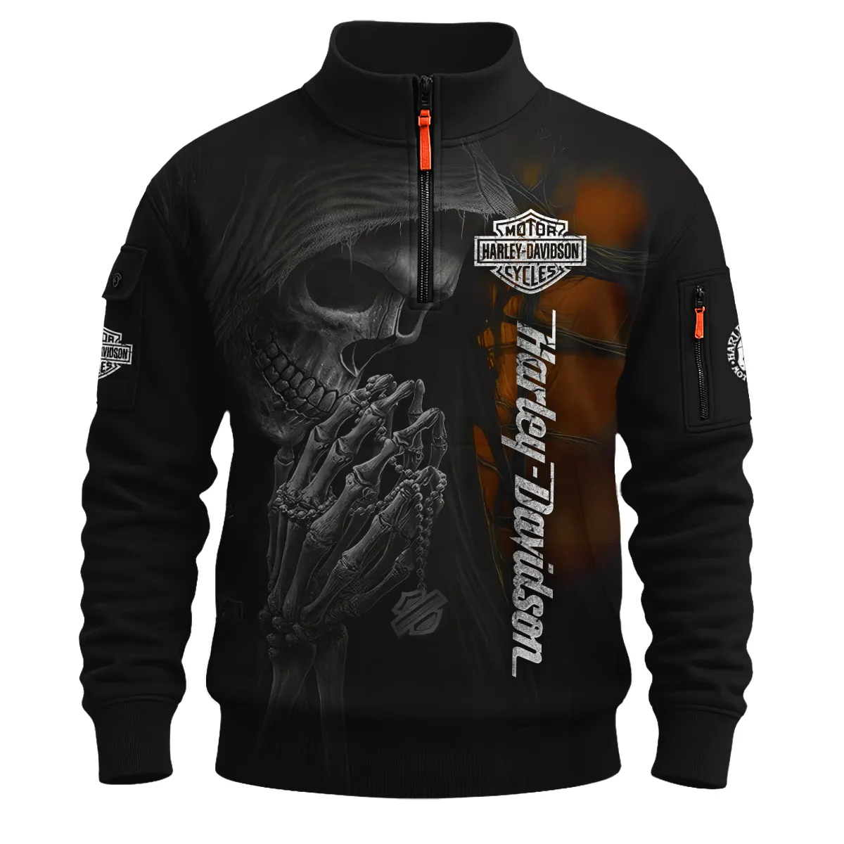 Harley-Davidson Motorcycle Skull Devotion Wings Sweatshirt Zipper Gift Fan Love QTVA2712HLC10-SHZ - Image 2