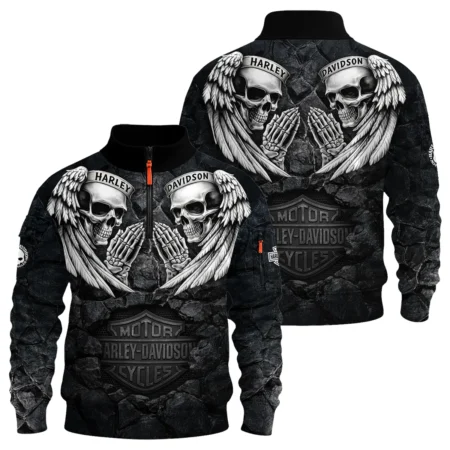 Harley-Davidson Motorcycle Dark Skull Angel Wings Sweatshirt Zipper Gift Fan Love QTVA2712HLC07-SHZ