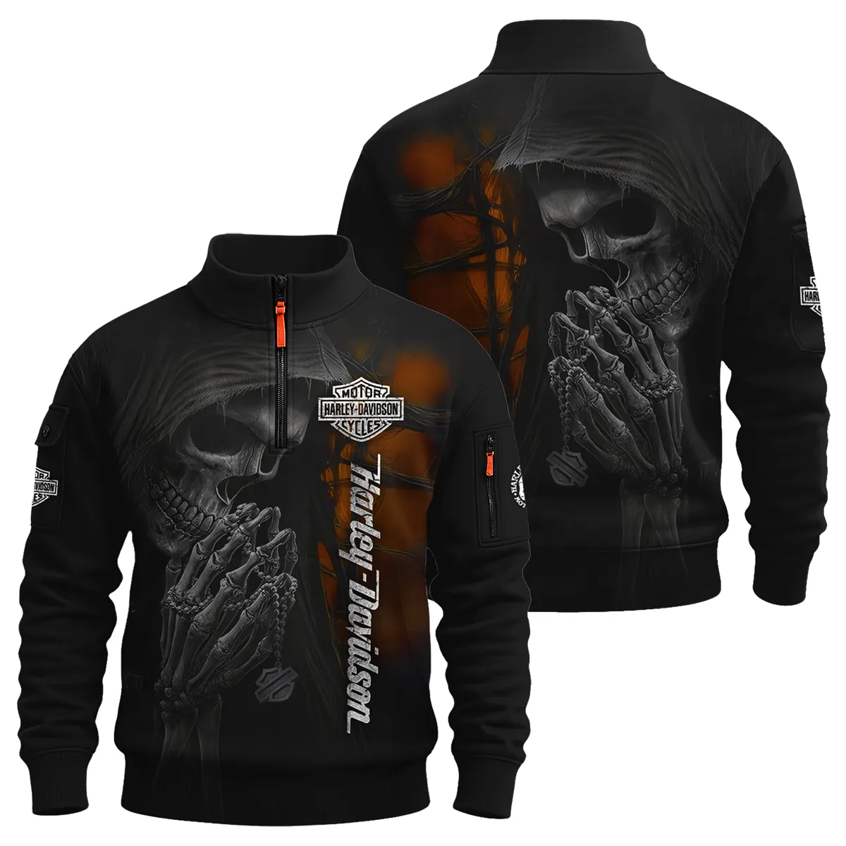 Harley-Davidson Motorcycle Skull Devotion Wings Sweatshirt Zipper Gift Fan Love QTVA2712HLC10-SHZ