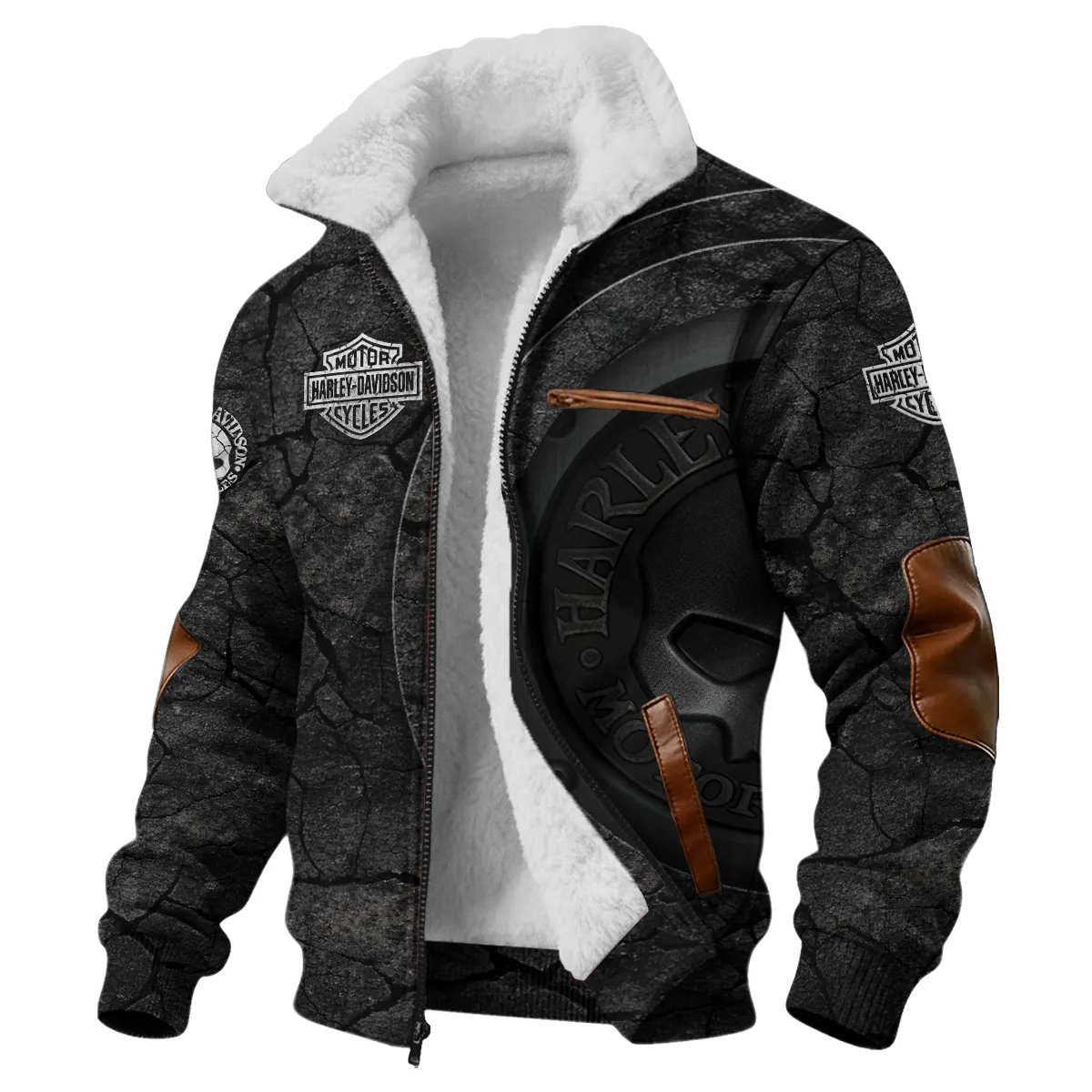 Harley-Davidson Motorcycle Stone & Steel Fleece Jacket Gift Fan Love QTVA2712HLC09-FJ - Image 2