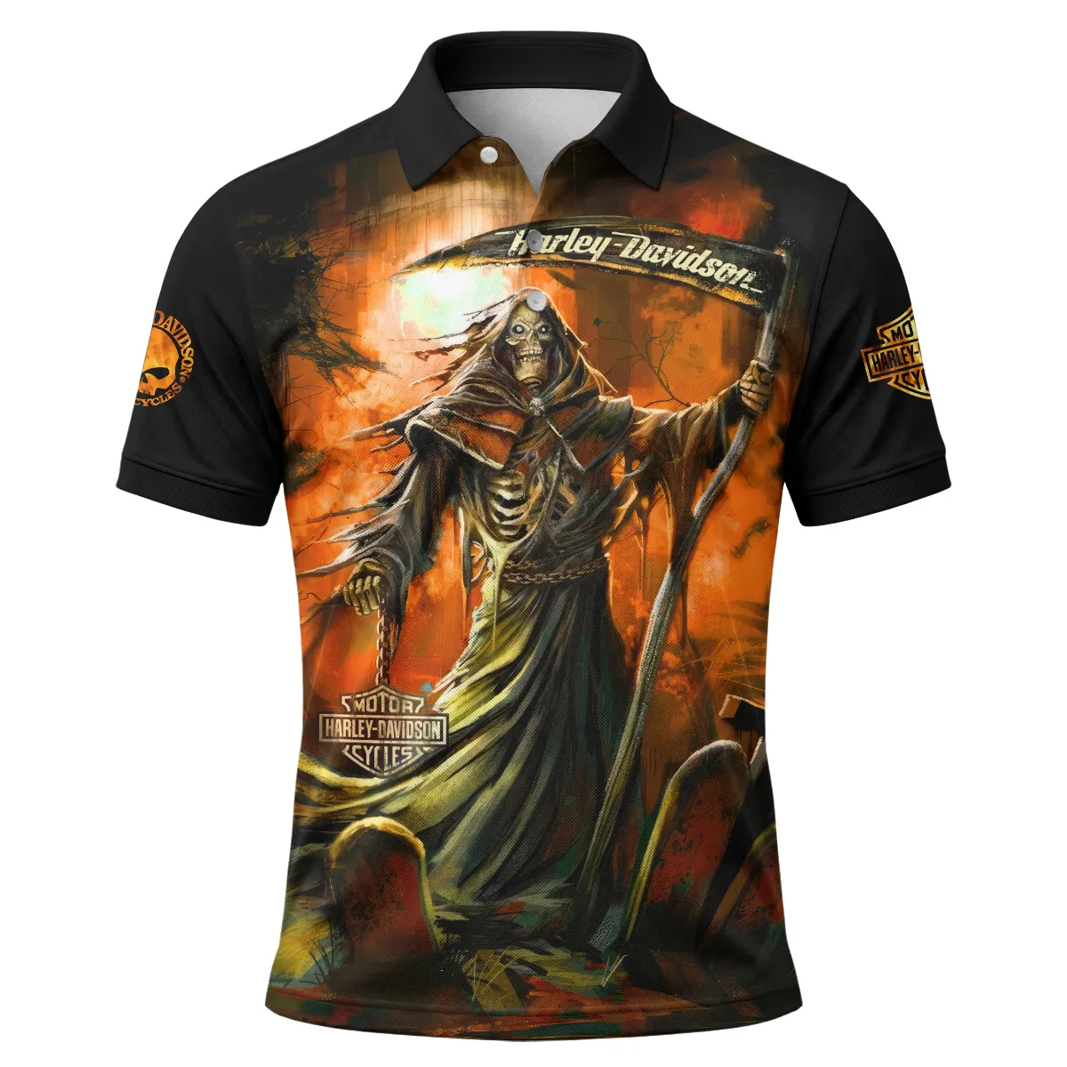 Harley-Davidson Motorcycle Silent Dominion Polo Shirt All Over Prints Gift Fan Love QTVAHL250226A11-PL