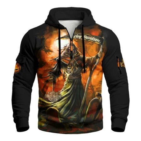 Harley-Davidson Motorcycle Silent Dominion Zip Neck Hoodie All Over Prints Gift Fan Love QTVAHL250226A11-ZLU
