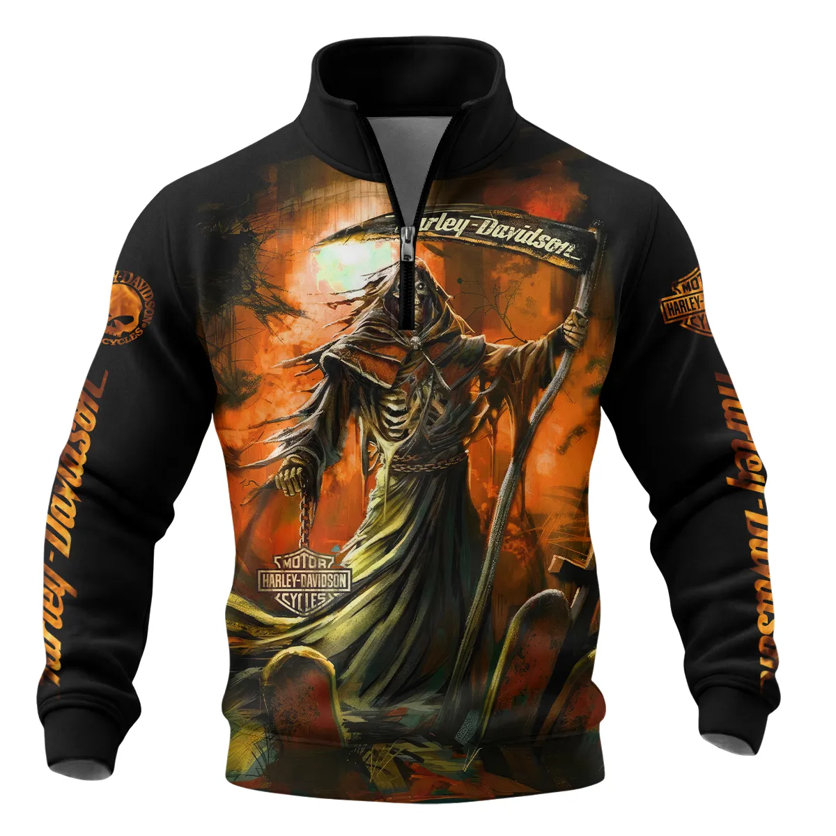 Harley-Davidson Motorcycle Silent Dominion Quarter Zip Sweatshirt All Over Prints Gift Fan Love QTVAHL250226A11-QTZ