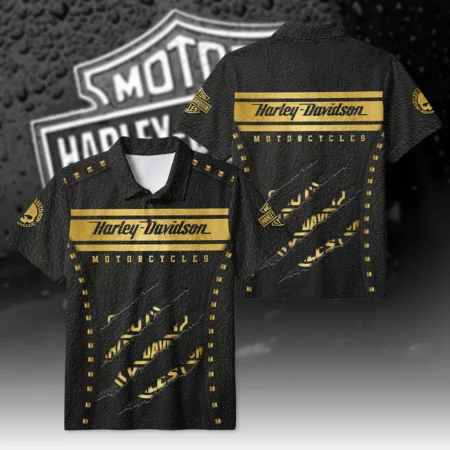 Harley-Davidson Motorcycle Gilded Leather Polo Shirt All Over Prints Gift Fan Love QTVAHL250226A16-PL