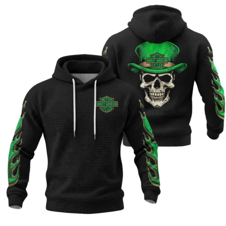 Harley-Davidson Motorcycle Green Phantom Hoodie Quilted Waffle All Over Prints Gift Fan Love QTVAHL250226A15-HQW