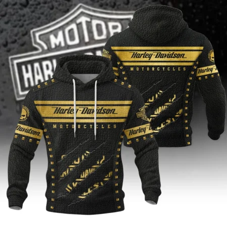 Harley-Davidson Motorcycle Gilded Leather Hoodie Quilted Waffle All Over Prints Gift Fan Love QTVAHL250226A16-HQW