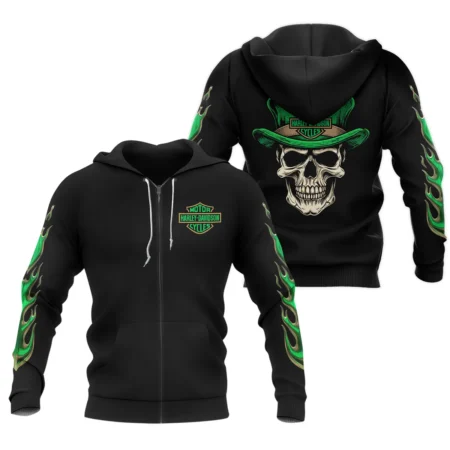 Harley-Davidson Motorcycle Green Phantom Zipper Hoodie All Over Prints Gift Fan Love QTVAHL250226A15-ZHD
