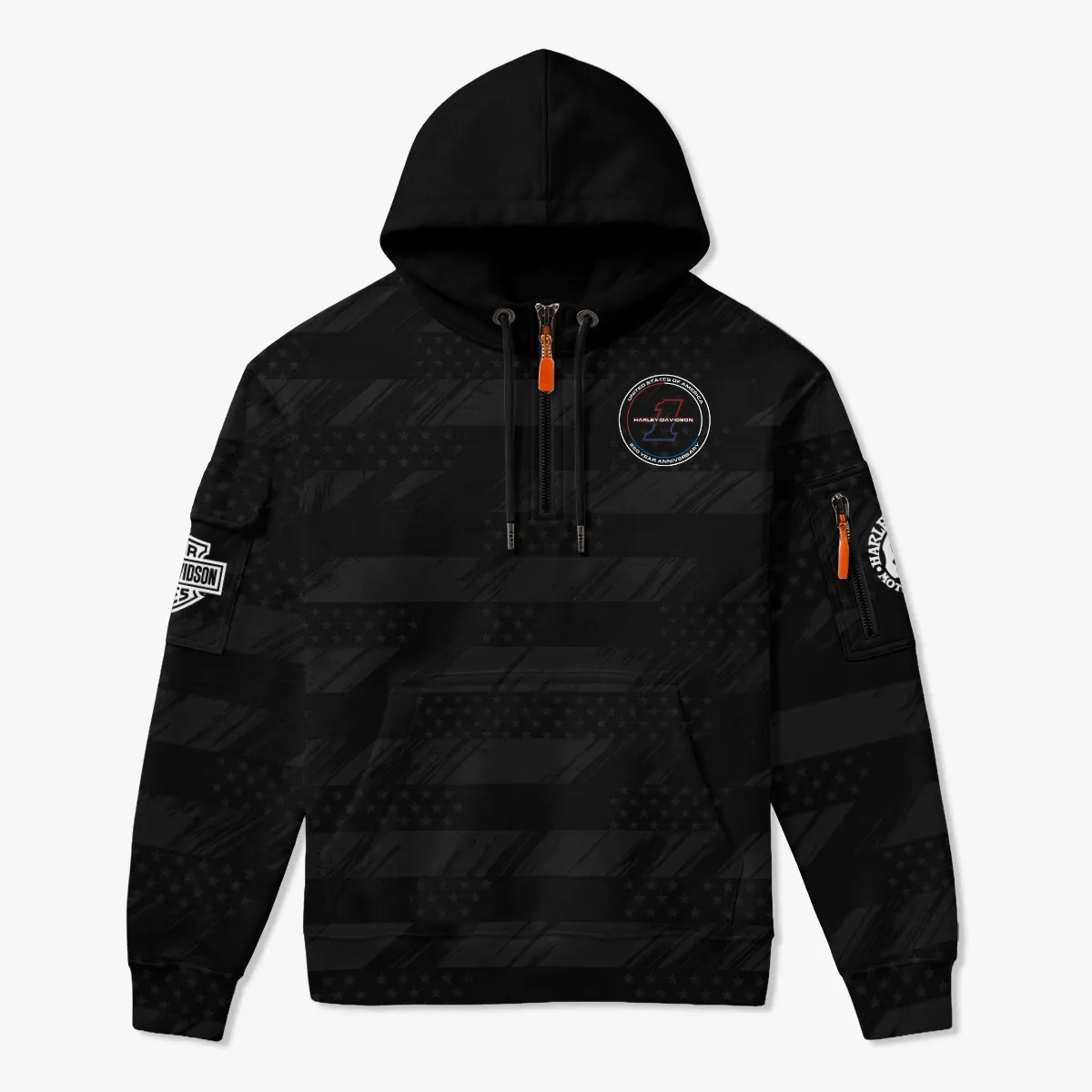 Harley-Davidson America's 250th Anniversary Motorcycle Zip Neck Hoodie All Over Prints QTHD120326FA1-ZLU - Image 2