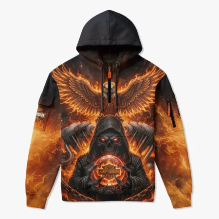 Harley-Davidson Motorcycle Zip Neck Hoodie All Over Prints QTHD120326FA2-ZLU