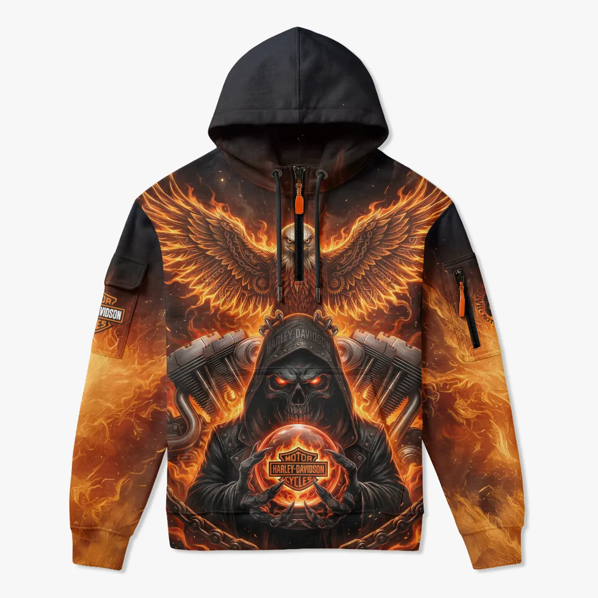 Harley-Davidson Motorcycle Zip Neck Hoodie All Over Prints QTHD120326FA2-ZLU