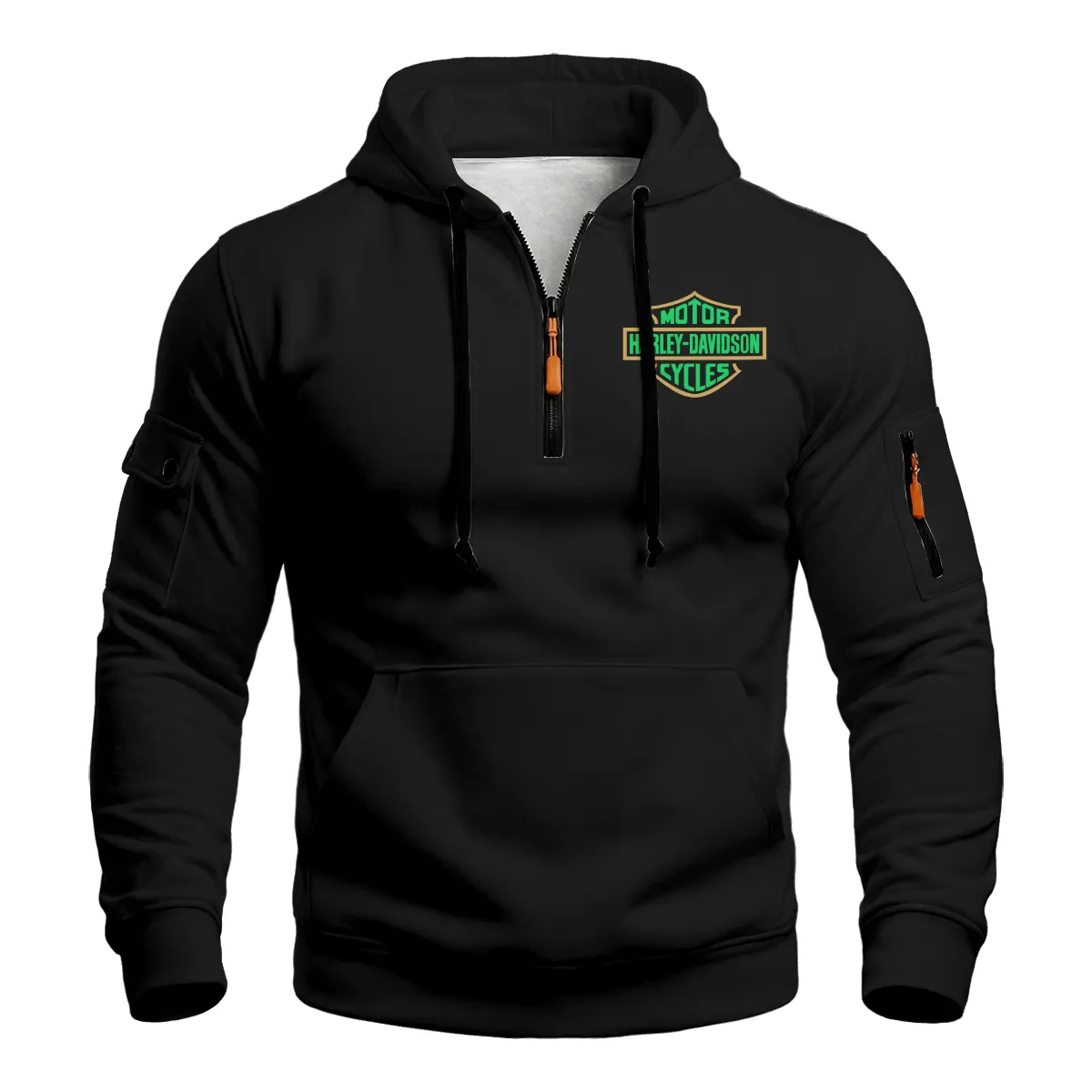 Harley-Davidson Motorcycle Green Phantom Zip Neck Hoodie All Over Prints Gift Fan Love QTVAHL250226A15-ZLU - Image 2