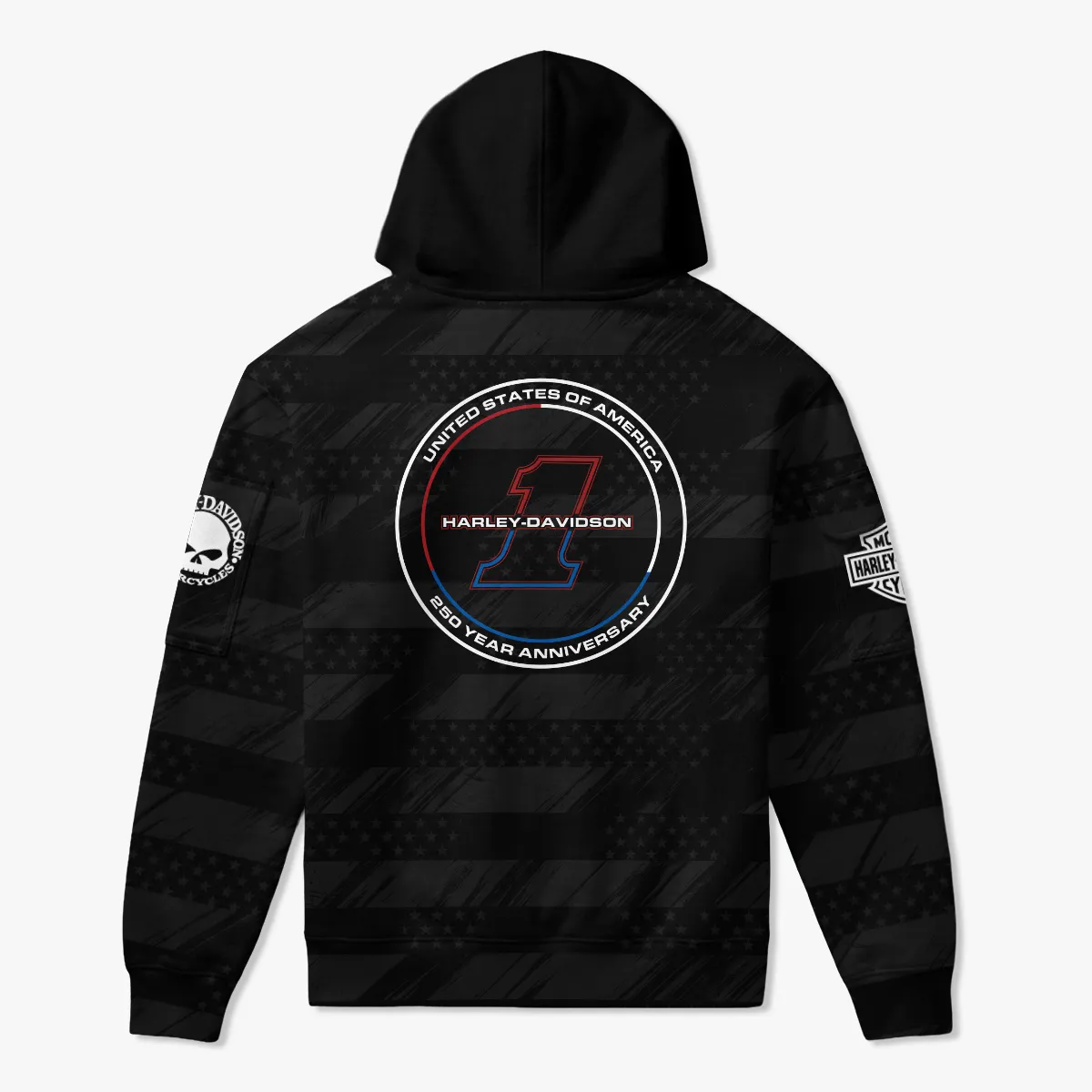 Harley-Davidson America's 250th Anniversary Motorcycle Zip Neck Hoodie All Over Prints QTHD120326FA1-ZLU - Image 3