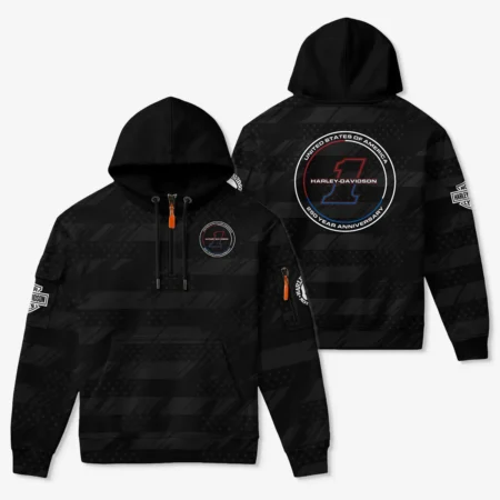 Harley-Davidson America's 250th Anniversary Motorcycle Zip Neck Hoodie All Over Prints QTHD120326FA1-ZLU