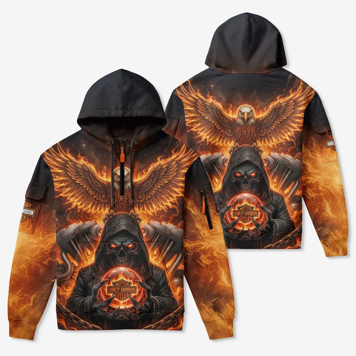 Harley-Davidson Motorcycle Zip Neck Hoodie All Over Prints QTHD120326FA2-ZLU - Image 3