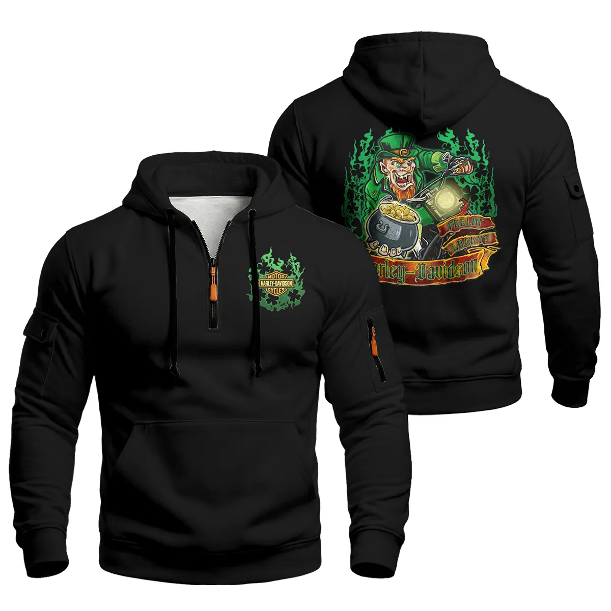 Harley-Davidson Motorcycle Fortune Hunter Zip Neck Hoodie All Over Prints Gift Fan Love QTVAHL250226A14-ZLU