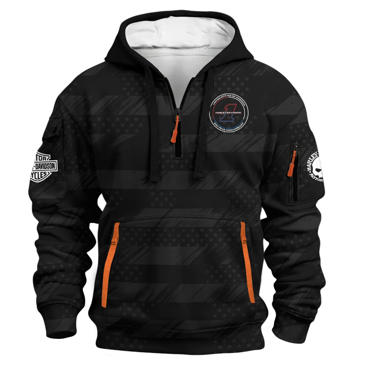 Harley-Davidson America's 250th Anniversary Motorcycle Hoodie Half Zipper All Over Prints QTHD120326FA1-HDF - Image 2
