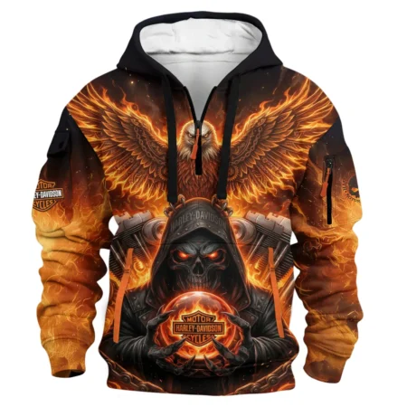 Harley-Davidson Motorcycle Hoodie Half Zipper All Over Prints QTHD120326FA2-HDF