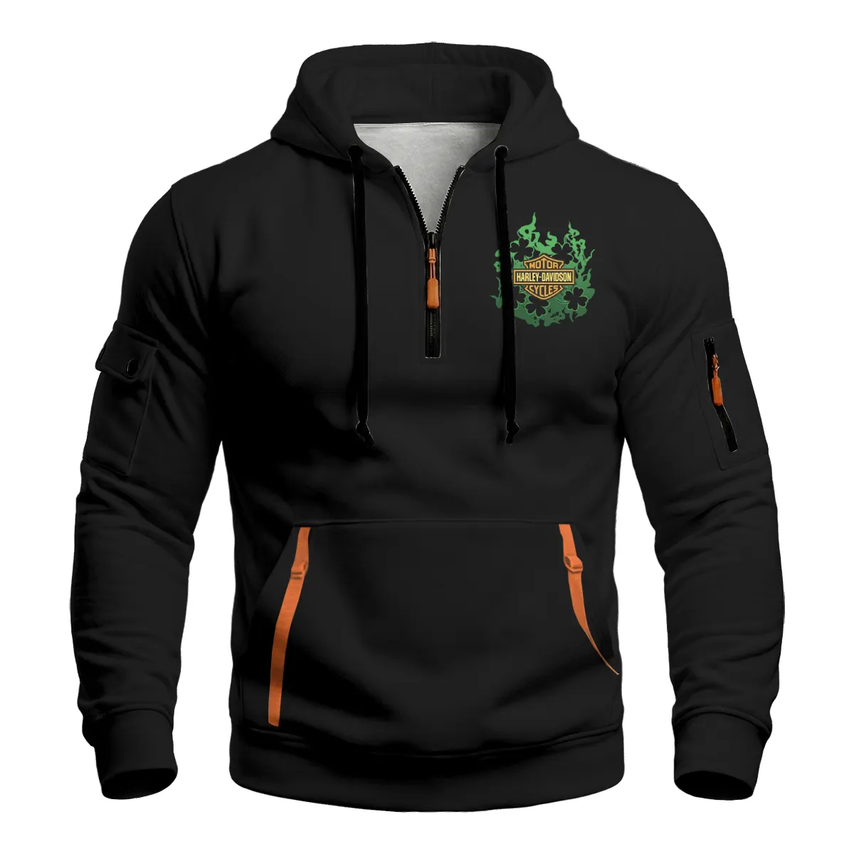 Harley-Davidson Motorcycle Fortune Hunter Hoodie Half Zipper All Over Prints Gift Fan Love QTVAHL250226A14-HDF - Image 2