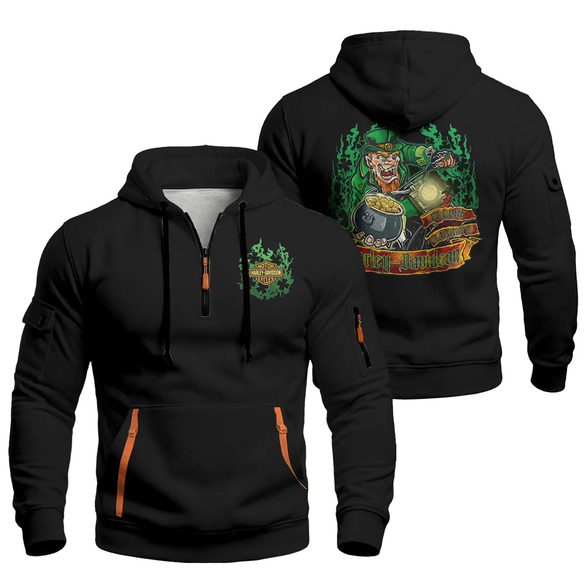 Harley-Davidson Motorcycle Fortune Hunter Hoodie Half Zipper All Over Prints Gift Fan Love QTVAHL250226A14-HDF