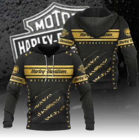 Harley-Davidson Motorcycle Gilded Leather Hoodie All Over Prints Gift Fan Love QTVAHL250226A16-HD
