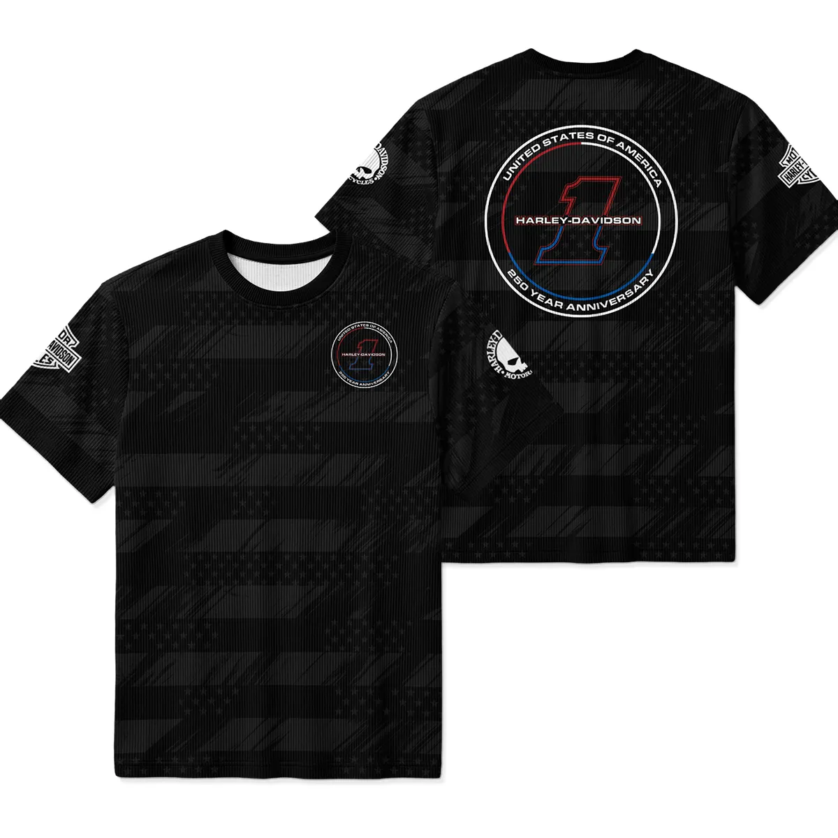 Harley-Davidson America's 250th Anniversary Motorcycle Unisex Classic Logo Ribbed T-Shirt QTHD120326FA1-RTS