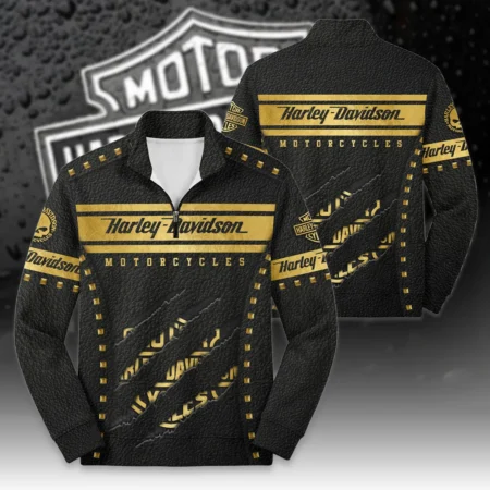 Harley-Davidson Motorcycle Gilded Leather Quarter Zip Sweatshirt All Over Prints Gift Fan Love QTVAHL250226A16-QTZ