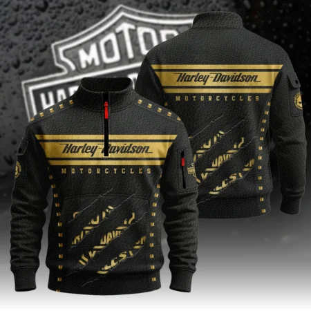 Harley-Davidson Motorcycle Gilded Leather Sweatshirt Zipper All Over Prints Gift Fan Love QTVAHL250226A16-SHZ