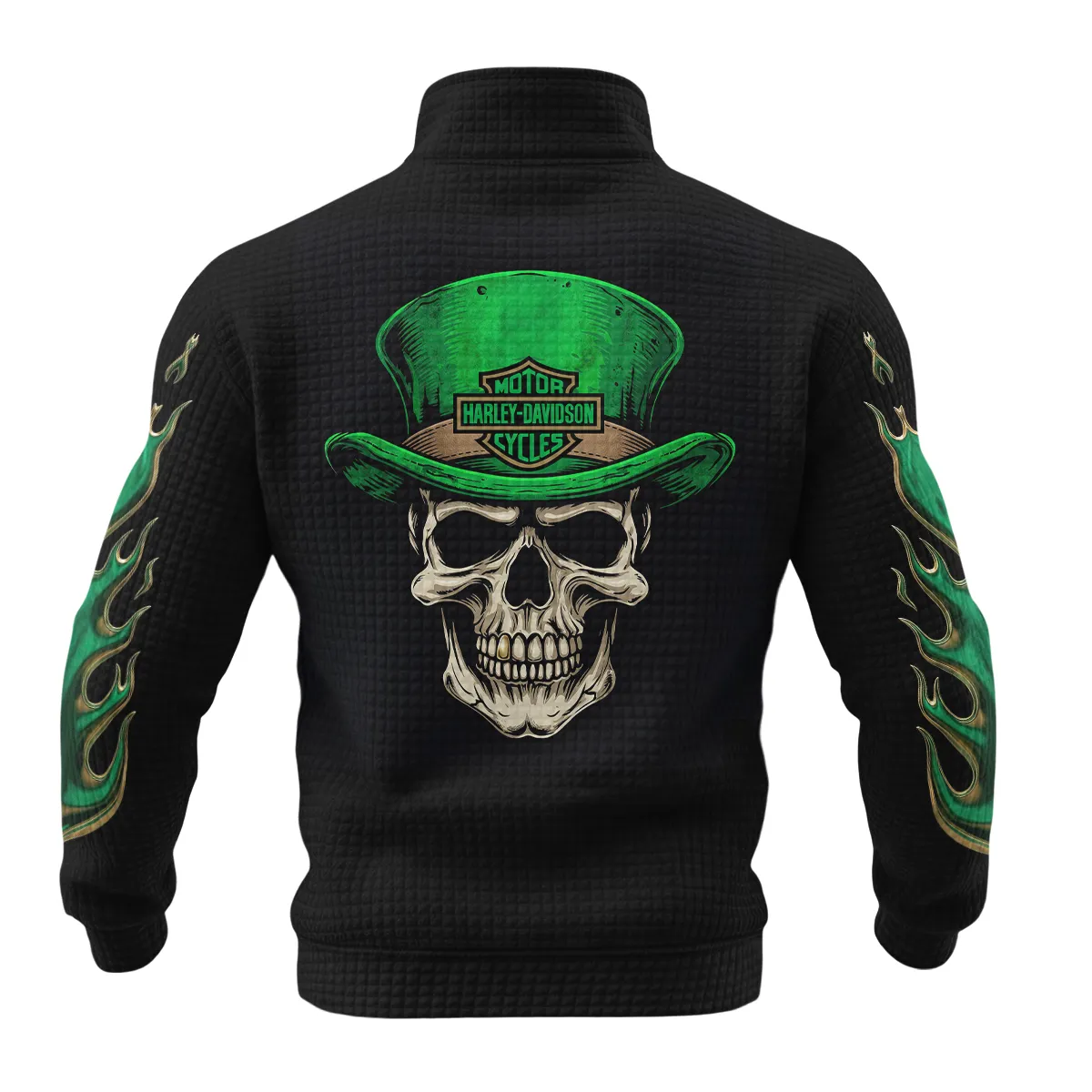 Harley-Davidson Motorcycle Green Phantom Quarter Zip Quilted Waffle All Over Prints Gift Fan Love QTVAHL250226A15-QZW - Image 3